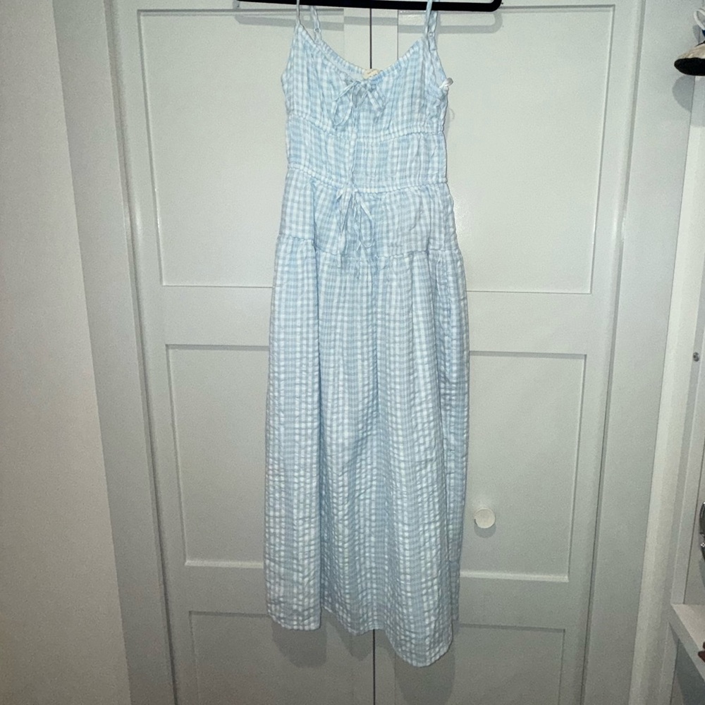 Source Unknown Blue and White Spaghetti Strap Sundress